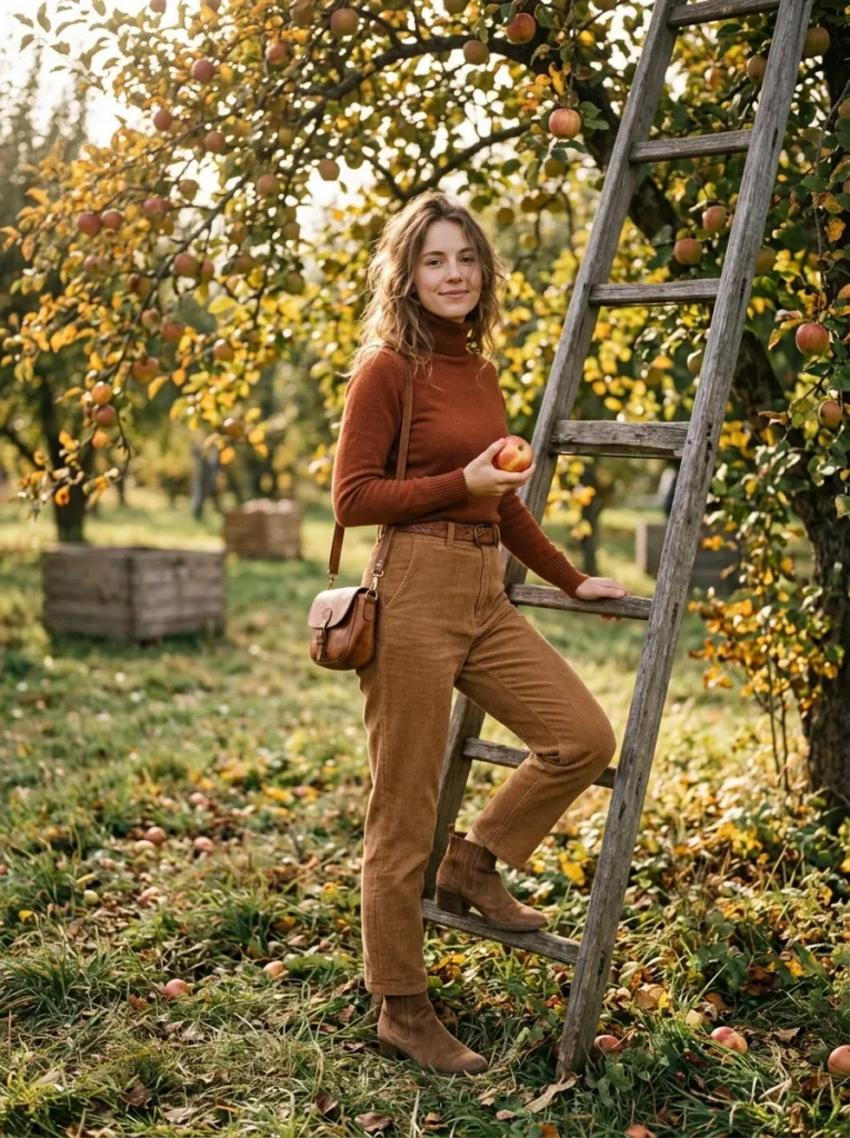 Corduroy pants and a turtleneck