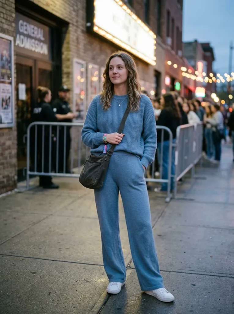 Cozy knit set with comfortable sneakers