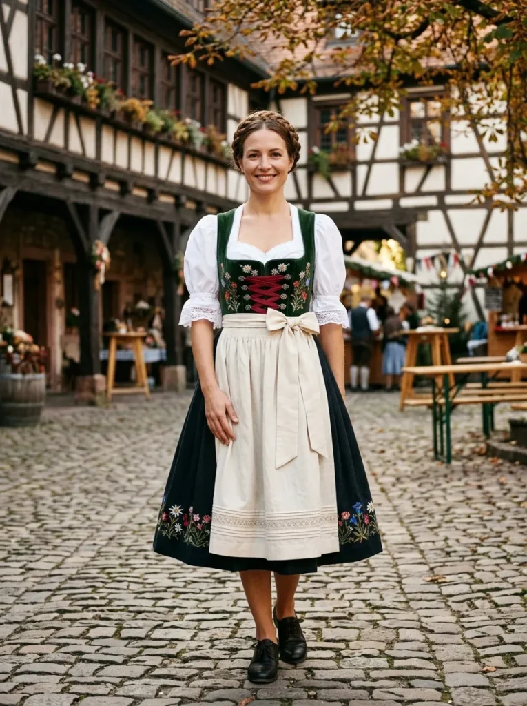 Embroidered dirndl with floral details