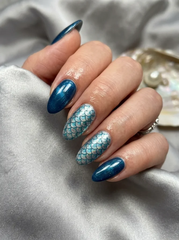 Fish scale accent nails