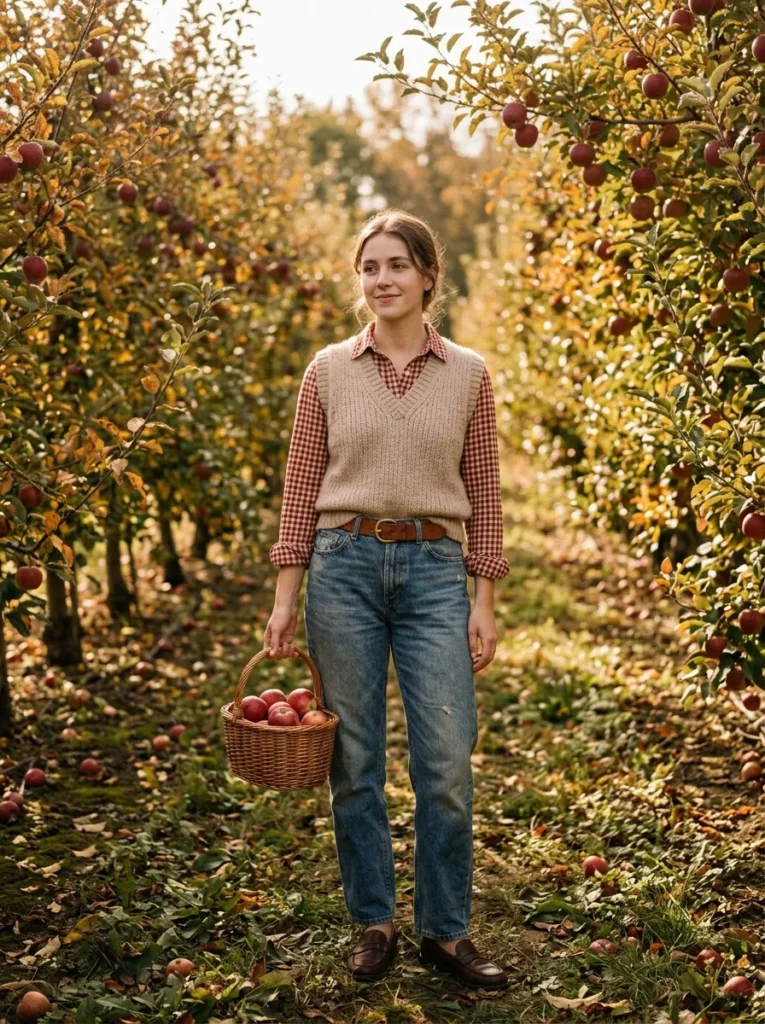 Gingham shirt with a sweater vest