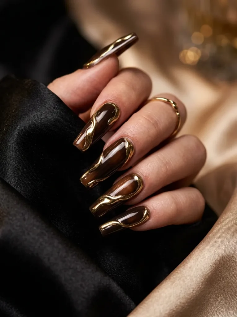 Gold chrome over deep espresso