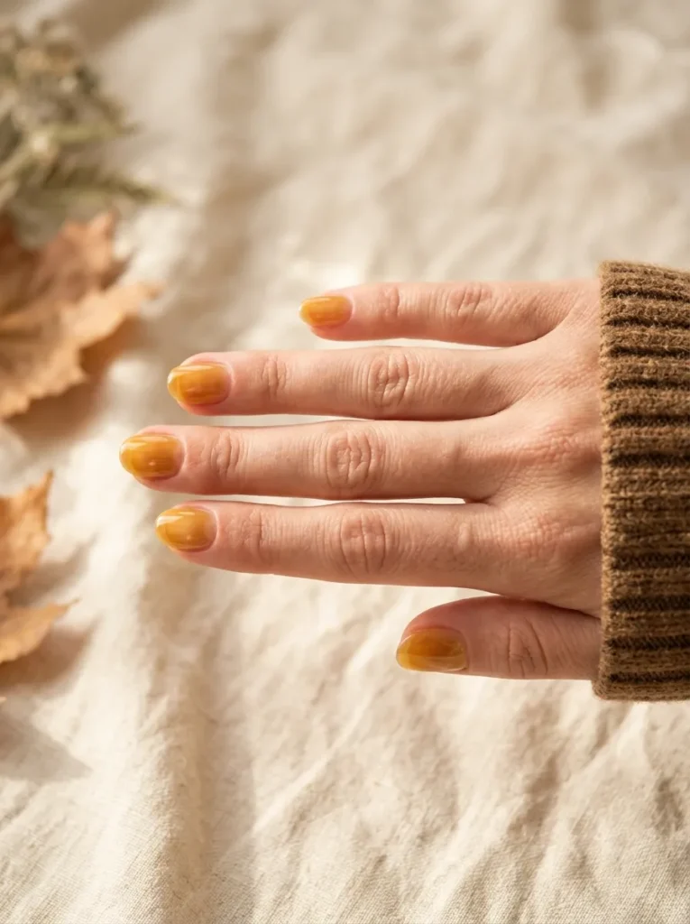 Golden amber glass nails