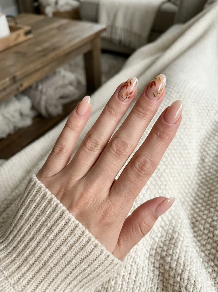 Hand painted rust leaf nails