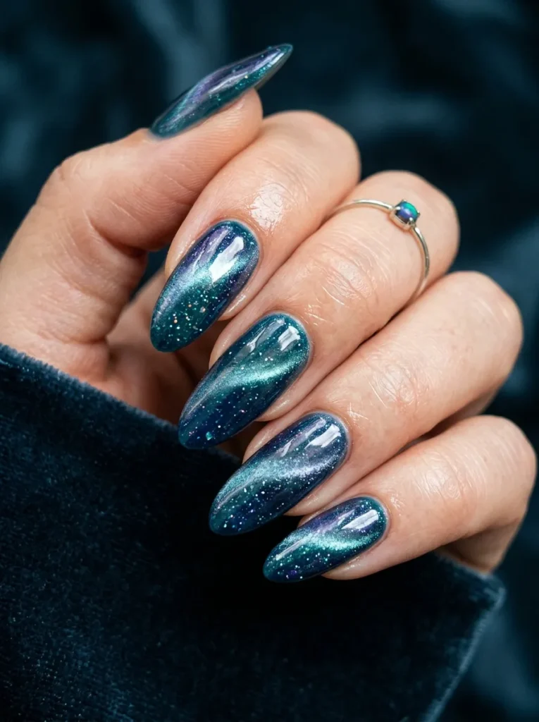 Magnetic cat eye mermaid nails