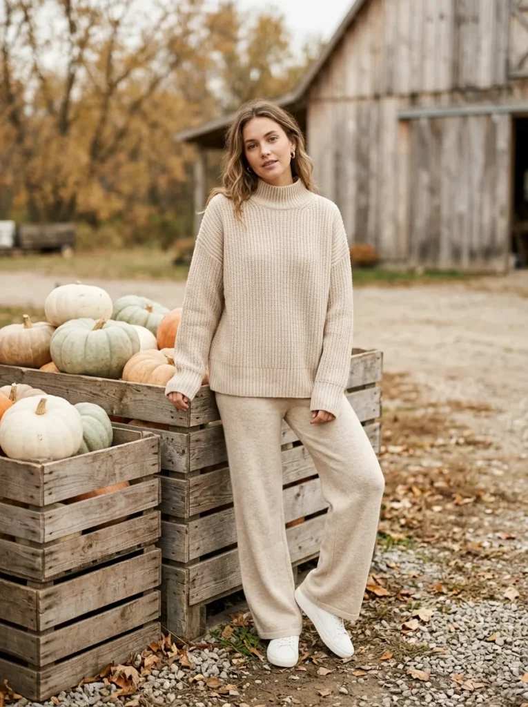 Matching set in neutral tones