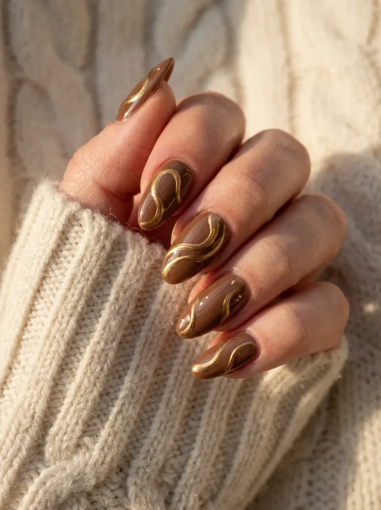 Milk chocolate and gold swirl
