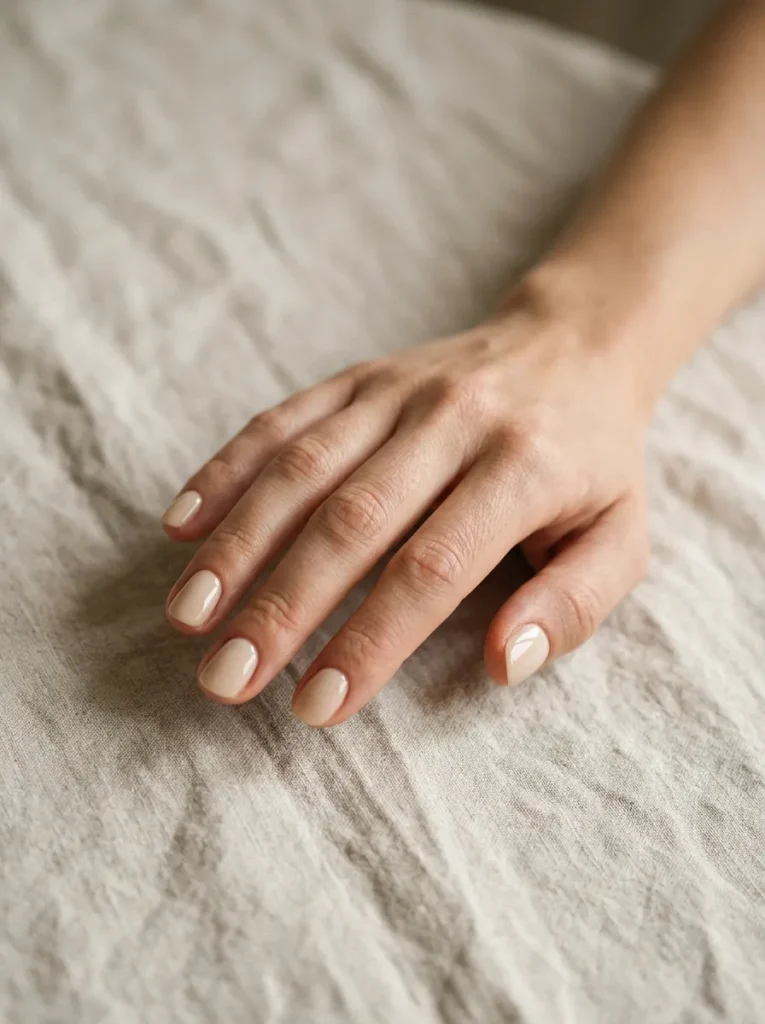 Milky beige neutral nails