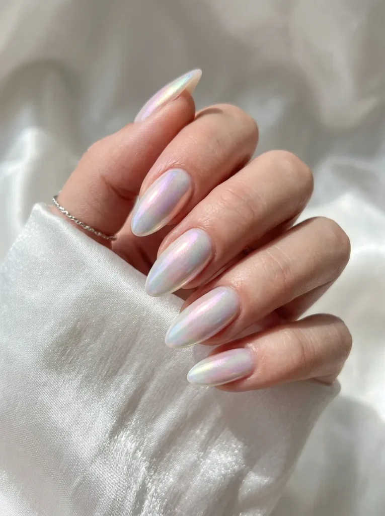 Milky white with rainbow chrome