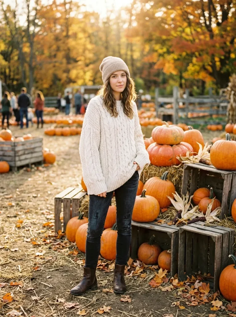 Oversized knit sweater with skinny jeans