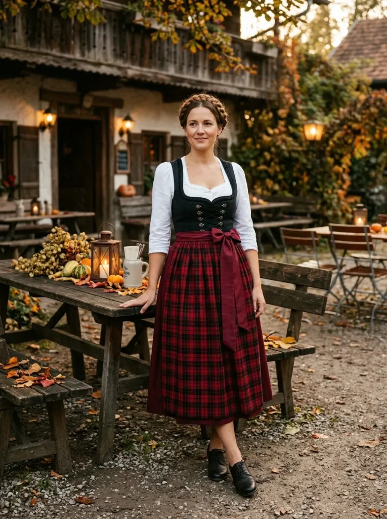 Plaid dirndl for a rustic charm