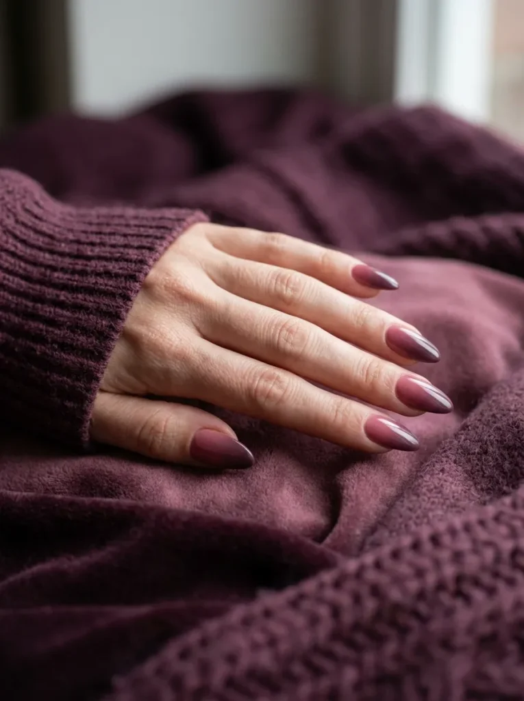 Plum berry ombre nails