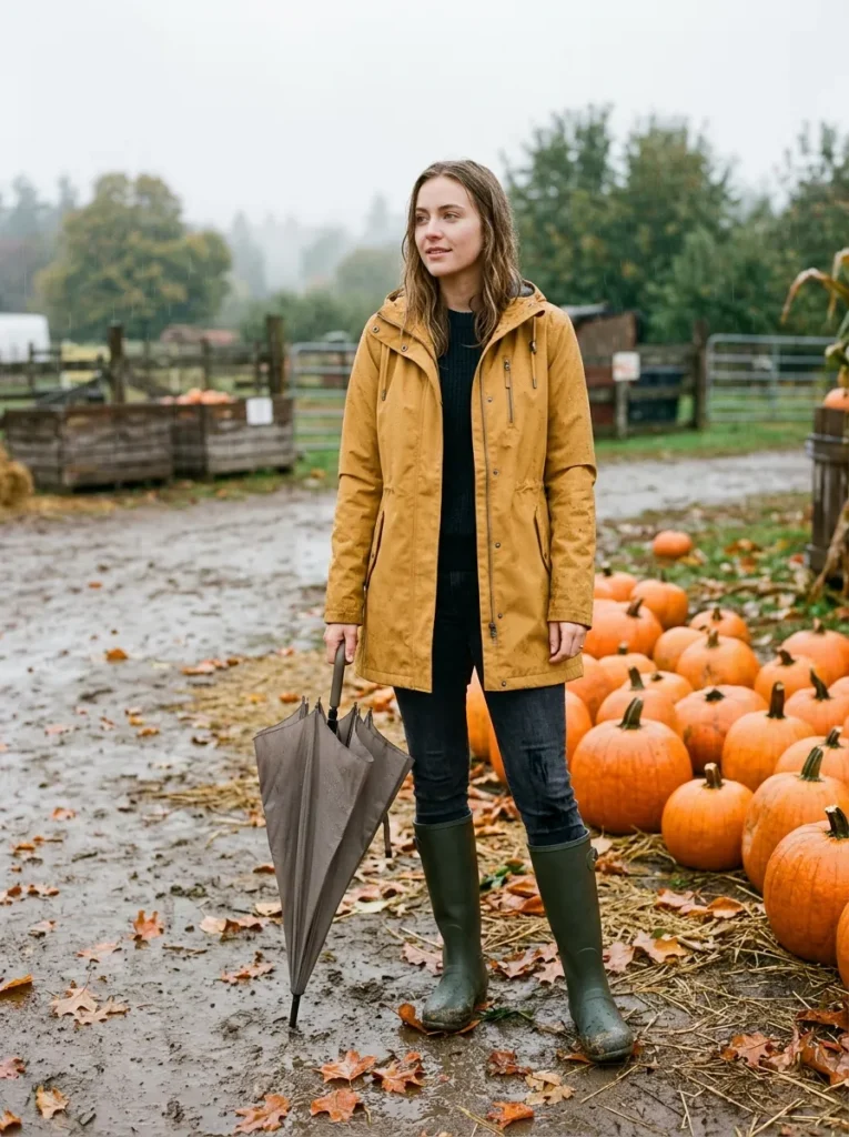 Rain ready pumpkin patch outfit