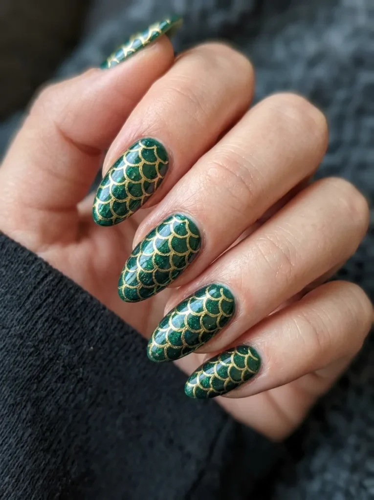 Scale pattern with metallic outlines