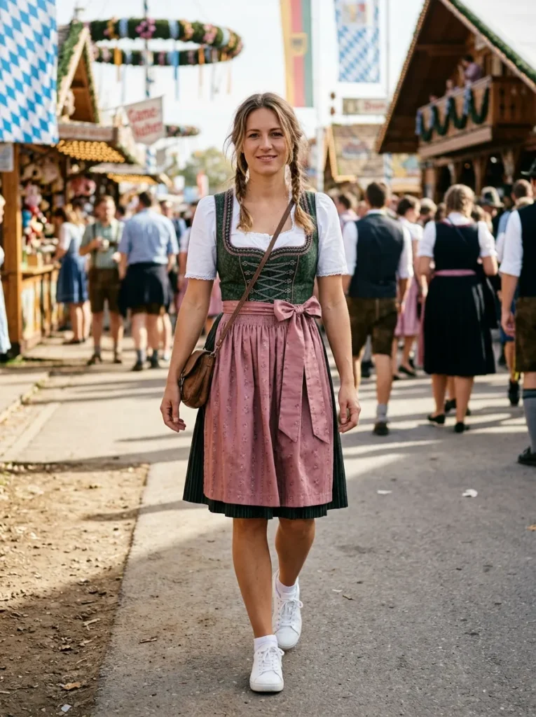 Short dirndl with white sneakers