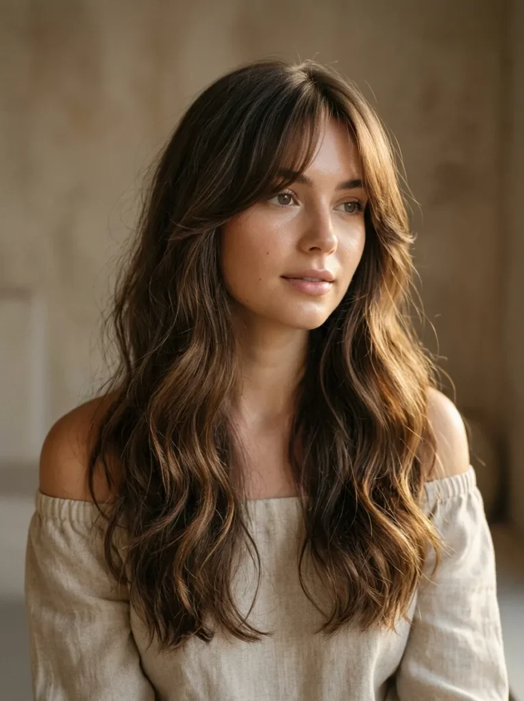 Side swept curtain bangs