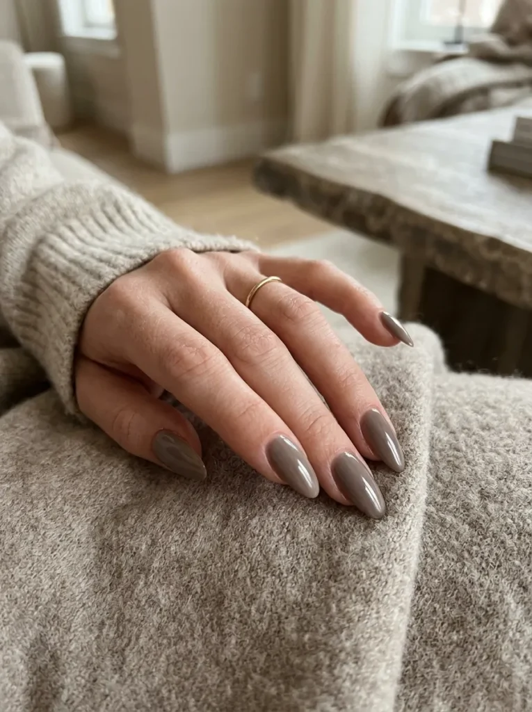 Smoky taupe gray nails