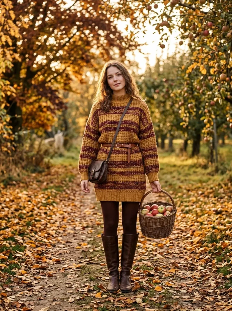 Sweater dress with knee high boots