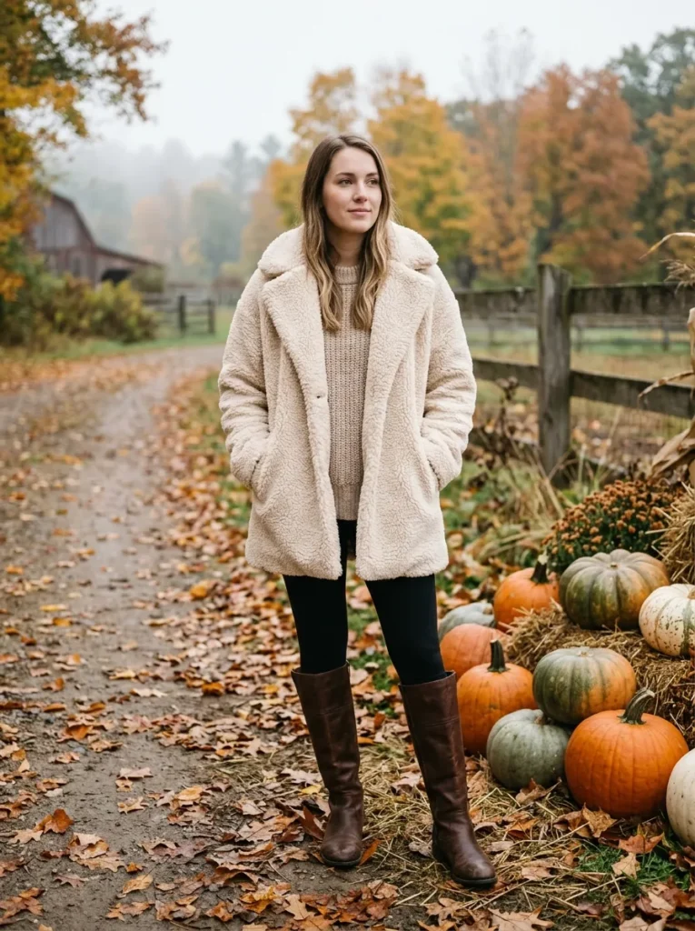 Teddy coat with leggings and boots