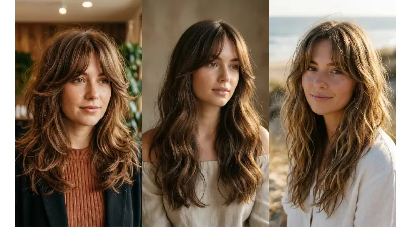 Curtain bangs for oval faces image